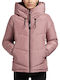 Women's Long Puffer Jacket for Winter Pink