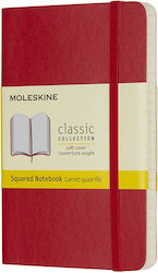 Moleskine Pocket Soft Notebook Squared Red