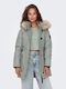Only Women's Short Parka Jacket for Winter Grey