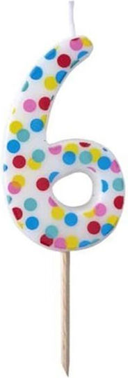 Ginger Ray Polka Dot Lumânare de Zi de Naștere Număr "6" PM-973