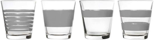 Salt & Pepper Stripes Whiskey and Cocktail Glass Set Grey 265ml 4 Pieces