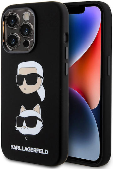 Karl Lagerfeld Liquid Umschlag Rückseite Silikon Schwarz (iPhone 15 Pro Max)