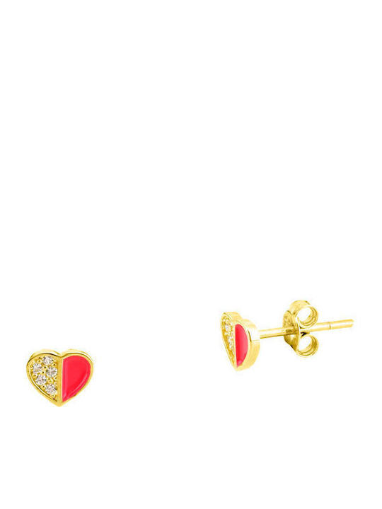 Xrisokosmima Kids Earrings Studs Hearts made of Gold 9K