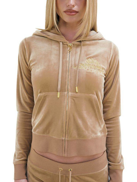 Robertson Women's Sweatshirt Jacket Velvet Hooded Sand