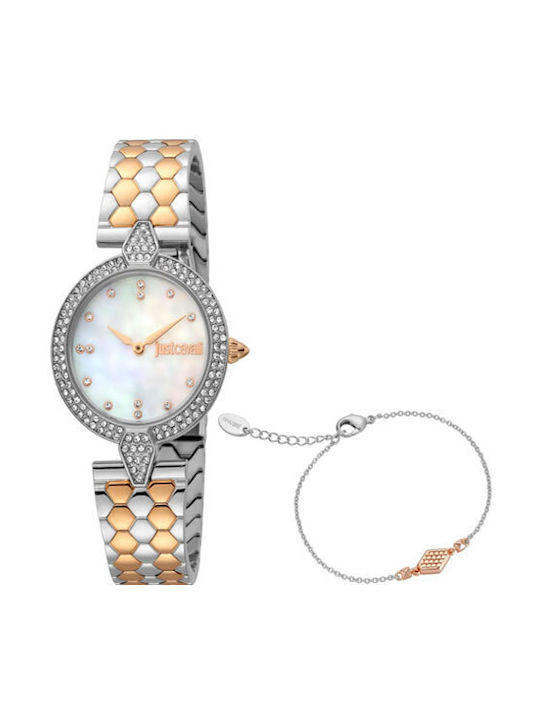 Just Cavalli Glam Watch with Silver Metal Bracelet