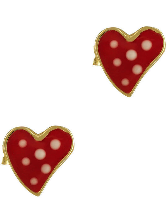 Kiriakos Gofas Gold Plated Kids Earrings Studs Hearts from Silver