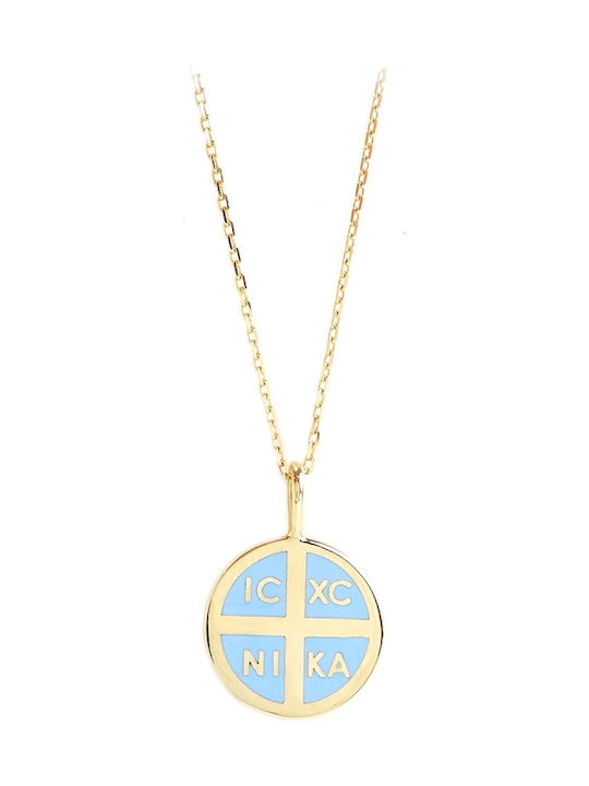 Polytimo Anhänger Kinder Amulett mit Kette Konstantinato aus Gold 14K GOP-K-122