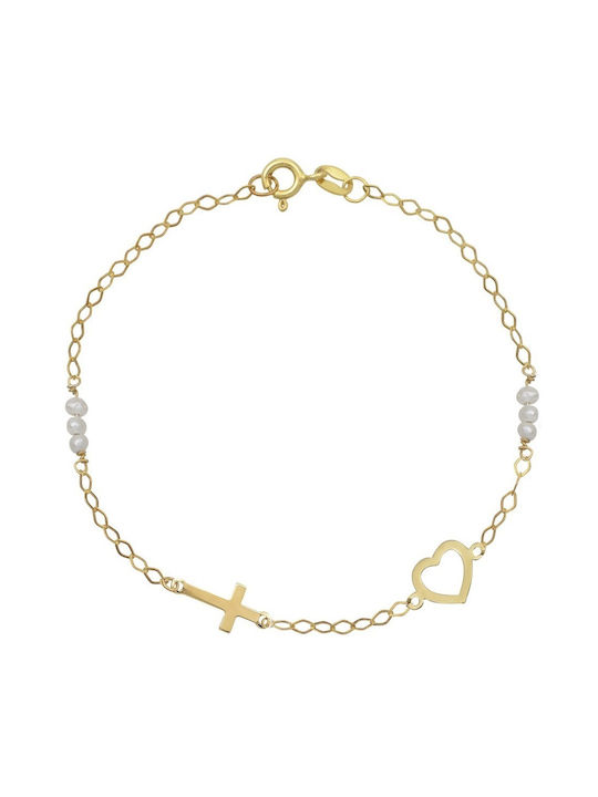 Senzio Belibasakis Kids Gold Bracelet 9K with Heart for Girl