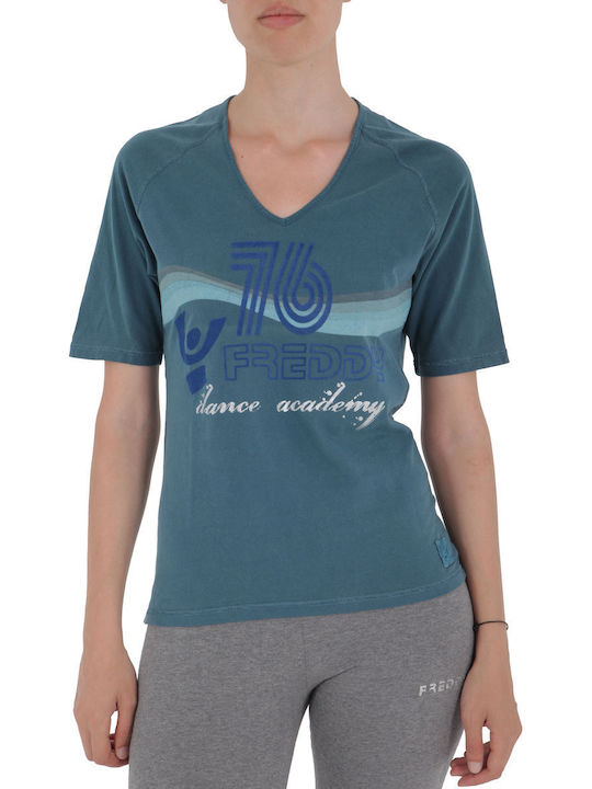 Freddy Women's Athletic Blouse Short Sleeve Blue