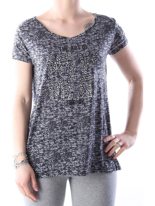 Freddy Damen Sport Bluse Kurzärmelig Schwarz