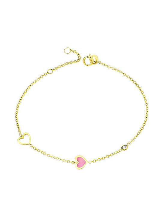 Kids Gold Bracelet 9K with Heart for Girl