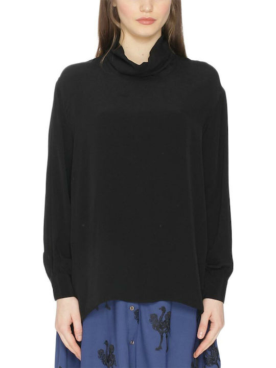 Women's Blouse Long Sleeve Turtleneck Black