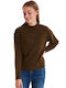 ICHI Women's Long Sleeve Sweater Dark olive oil