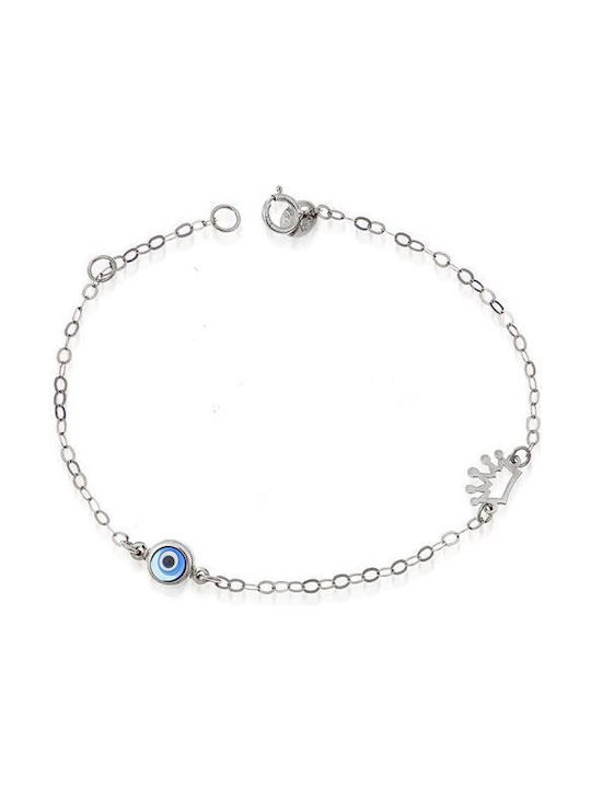 Paraxenies Kids Bracelet from White Gold 9K with Evil Eye