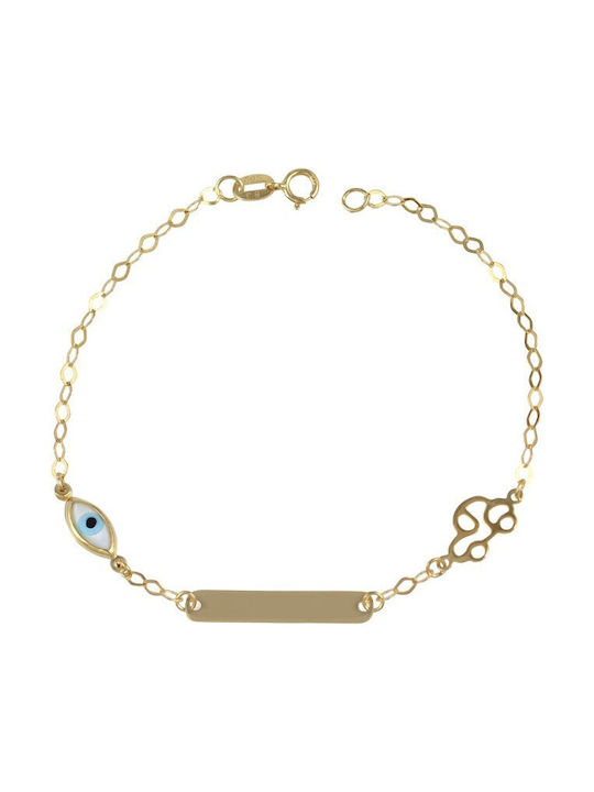 Layrentakis Kids Bracelet ID from Gold 14K with Evil Eye