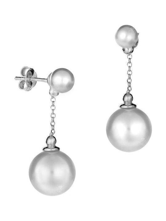 Crystals Earrings made of Silver with Pearls