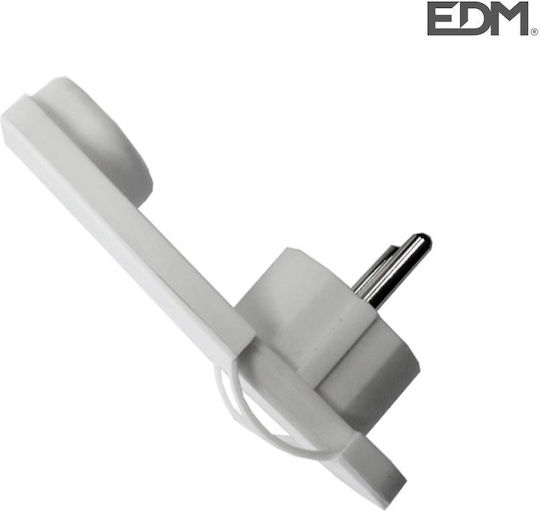 EDM Grupo Priză electrică Masculin Schuko Colțar Alb