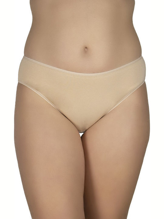 A.A UNDERWEAR Plus Βαμβακερά Γυναικεία Slip MultiPack Σκούρο Μπεζ