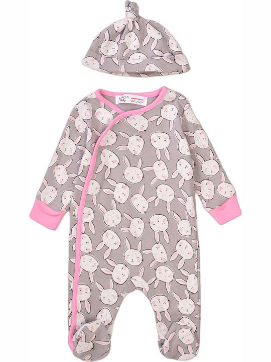 Minoti Baby-Strampler Grau Rosa Minoti Baby-Strampler Grau Rosa