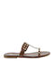 Leder Flache Sandalen für Damen in Braun Farbe