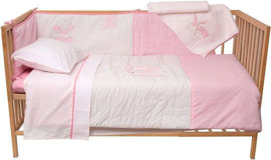 Viopros Baby Crib Bedding Set 6pcs Pink