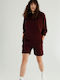 Siyah Inci Winter Women's Pyjama Set Dark Wine