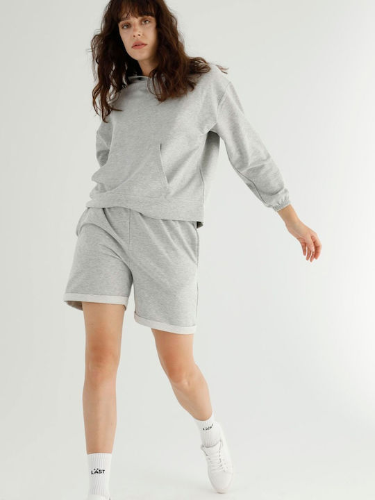 Siyah Inci Winter Women's Pyjama Set Cotton Grey
