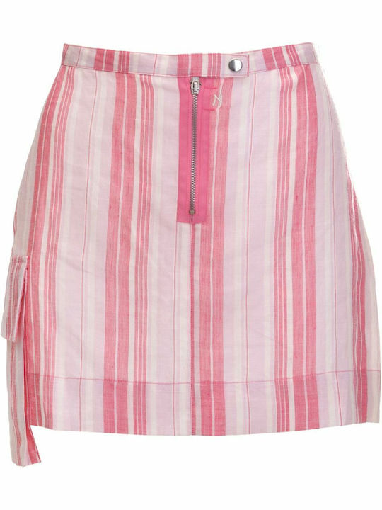 Top Ten Denim High Waist Skirt in Pink color