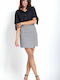 Ivon Leather Skirt Checked in Gray color