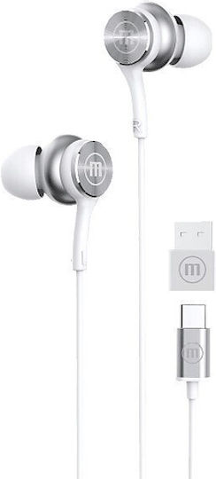 Maxell XC1 In-ear Handsfree Ακουστικά με Βύσμα USB-C Λευκό