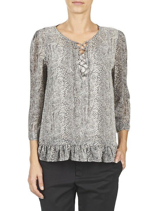 Damen Bluse mit 3/4 Ärmel Gray