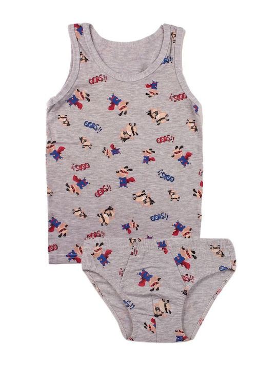 Donella Kids' Set Brief with Undershirt Gray 2pcs