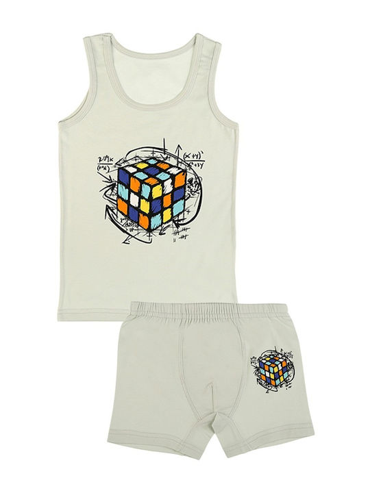 Donella Kids' Set Boxer with Undershirt Sleeveless Gray 2pcs
