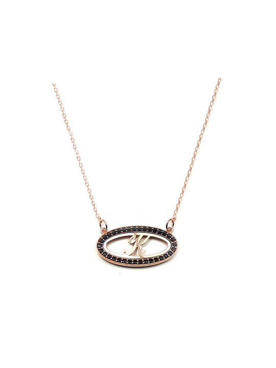 Personal Jewel Necklace Monogram from Rose Gold Plated Silver with Zircon