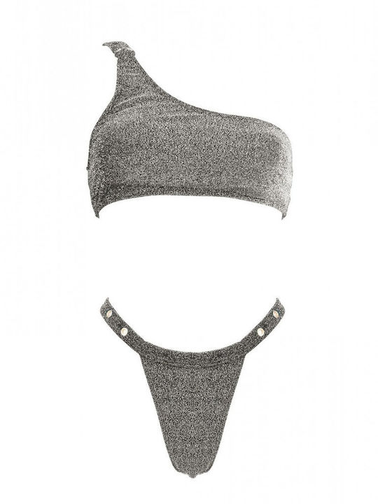 Set Bikini One Shoulder Silver