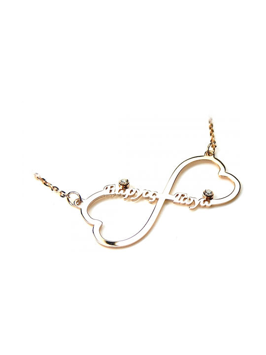 Personal Jewel Necklace Infinity from Gold Plated Silver with Zircon