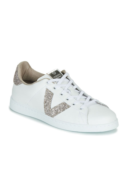 Tenis Piel Glitter Sneakers White