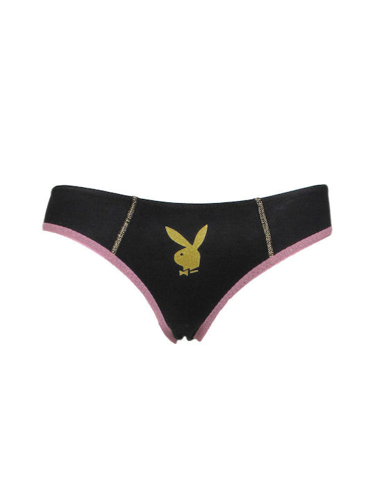 Playboy Дамски Слип Черен