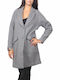 Wolle Damen grey Mantel mit Knöpfen