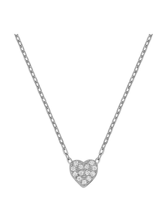 Halskette mit Design Herz aus Silber mit Zirkonia