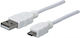 Manhattan Regular USB 2.0 to micro USB Cable Λευκό 1m (216236)