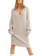 Free People Tunic Long Sleeve with V Neckline grey