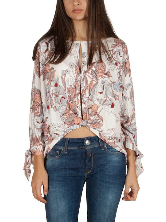 Free People Women's Blouse with 3/4 Sleeve Multicolor