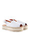 Leather Women's Flat Sandals Flatforms in White Color
