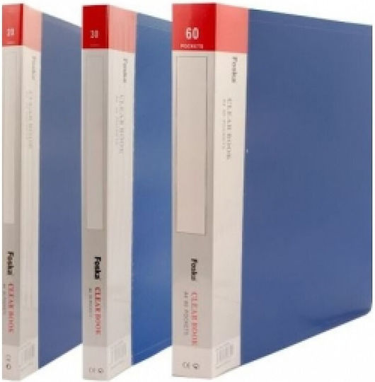 Foska Clipboard Flexible with 40 plastic sleeves Slides for Paper A4 Transparent 1pcs