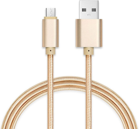 Плетена USB 2.0 до микро USB кабел Златист 2м 1бр