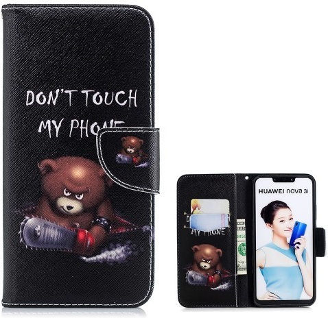 Дизайн Angry Bear Книга Изкуствена кожа Многоцветен (Huawei P Smart+)