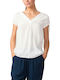Skunkfunk Women's Blouse Short Sleeve with V Neckline White