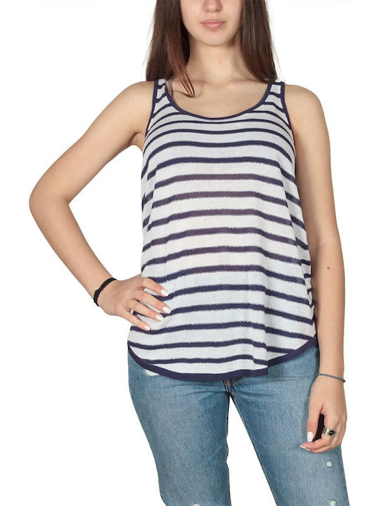 Ryujee Paris Women's Sleeveless Sweater Striped Blue