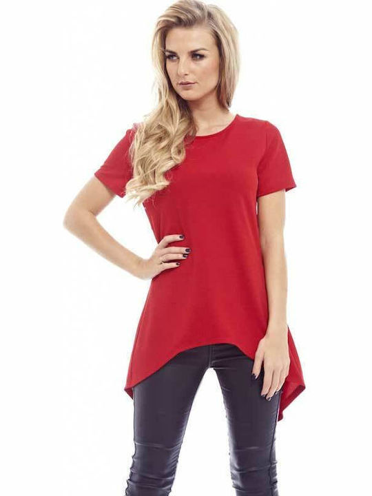 Ax Paris Women's Blouse Short Sleeve Red